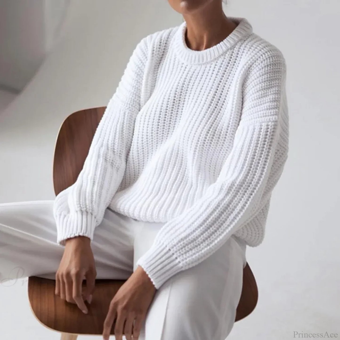 Three - Quarter Sleeve Elegant Khaki Sweater