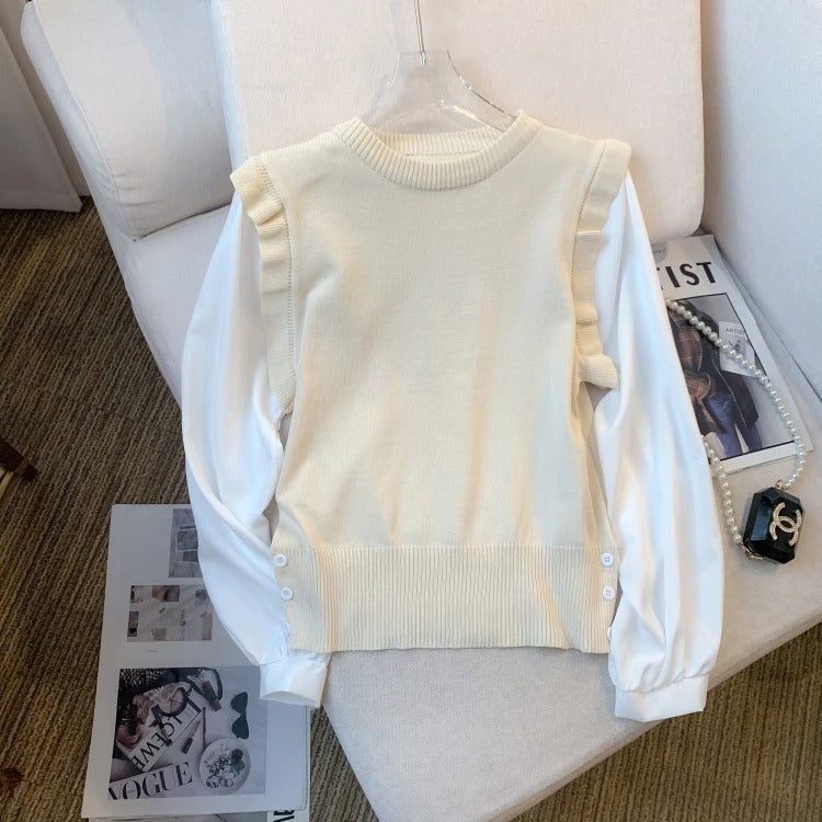 Carolina | Women's knitted vest with ruffle detail