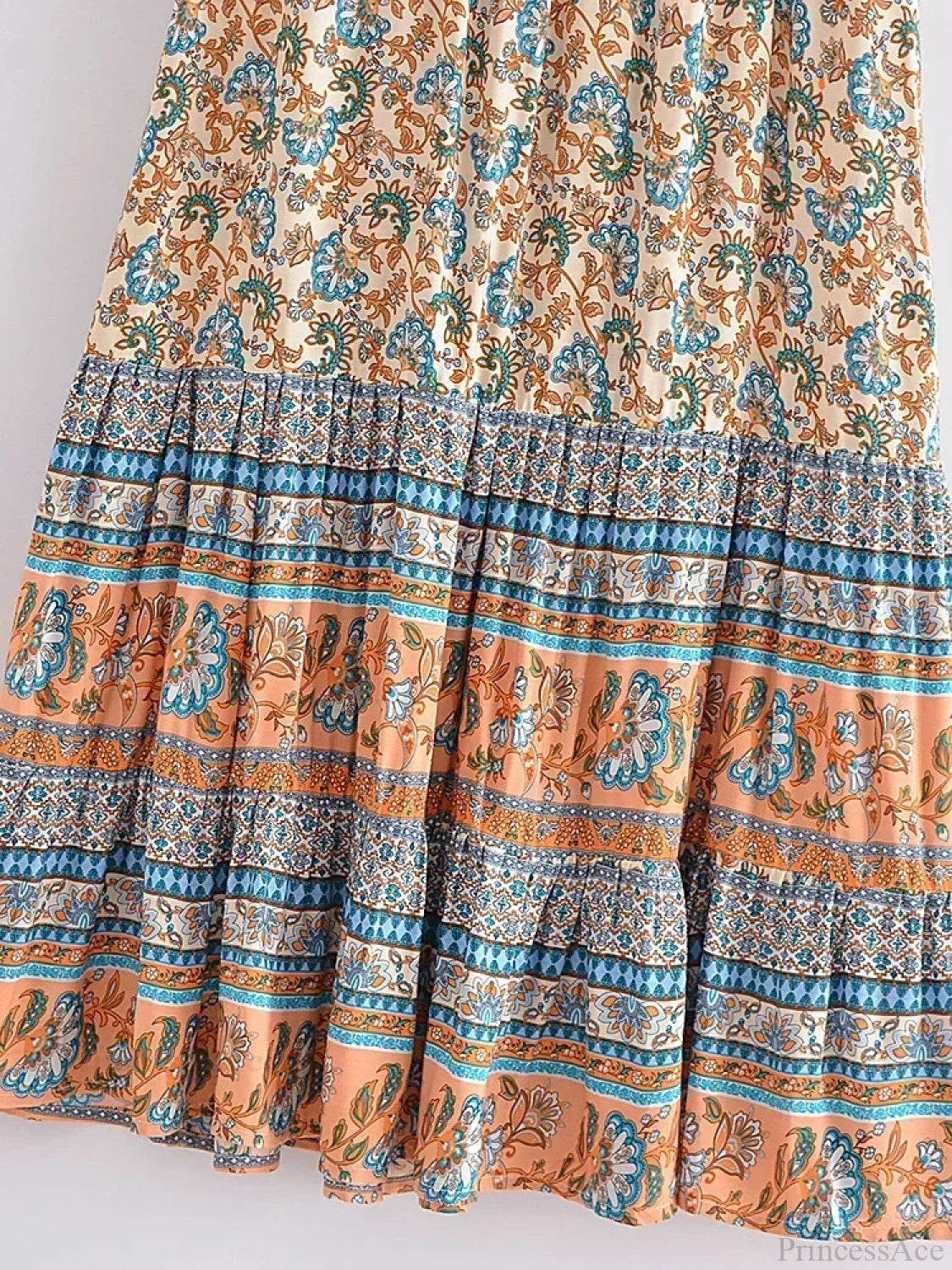 Vintage Summer Floral Print Beach Bohemian Maxi A-Line Skirt