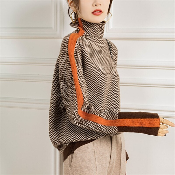 Felicidad | Turtleneck sweater made of melange fabric