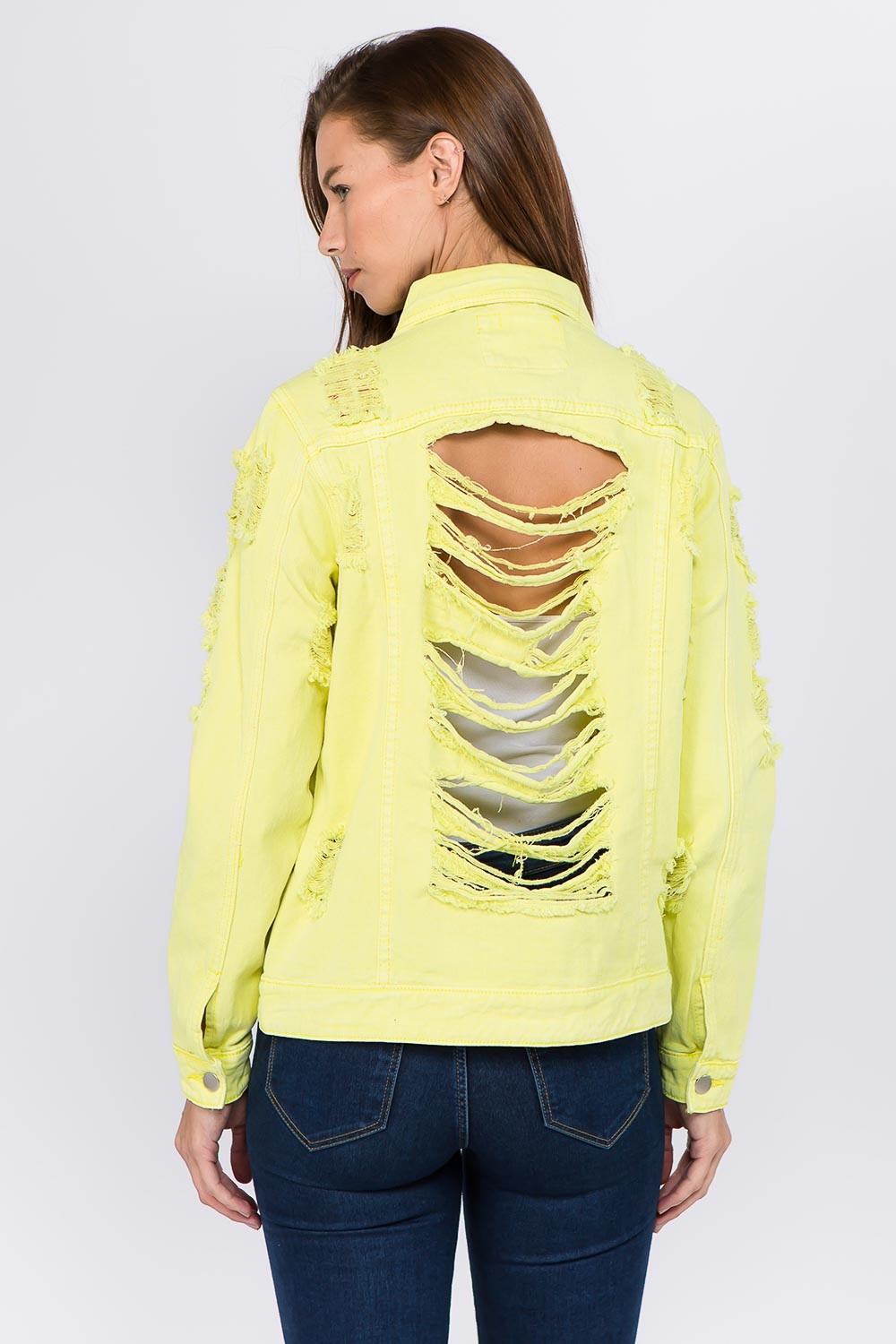 Marina | American Bazi distressed button back denim jacket