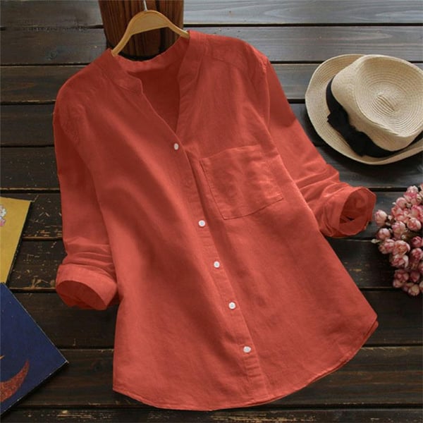 Pilar® | Stylish Linen Long Sleeve Blouse