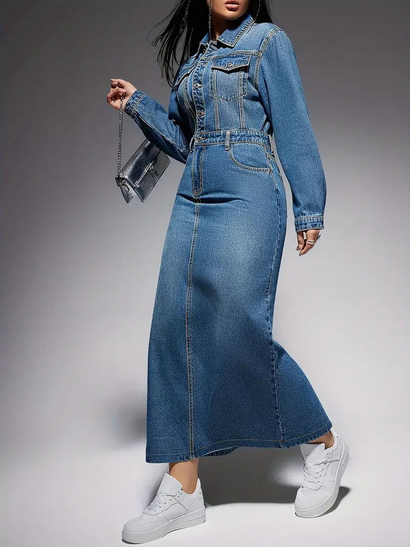 Zola® | Long-Sleeved Denim Maxi Dress
