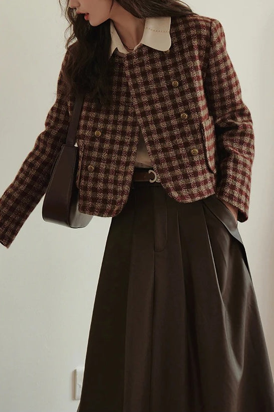 Vintage Plaid Single Breasted Jacket
