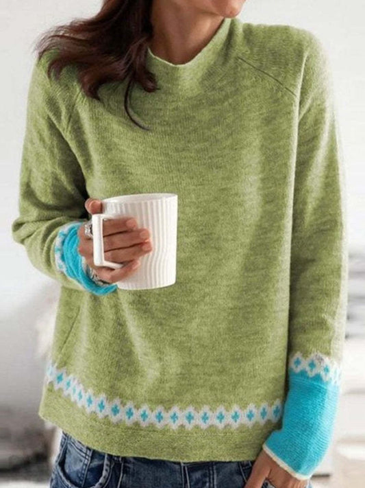Milagros | Contrasting long-sleeved sweater with a crew neck
