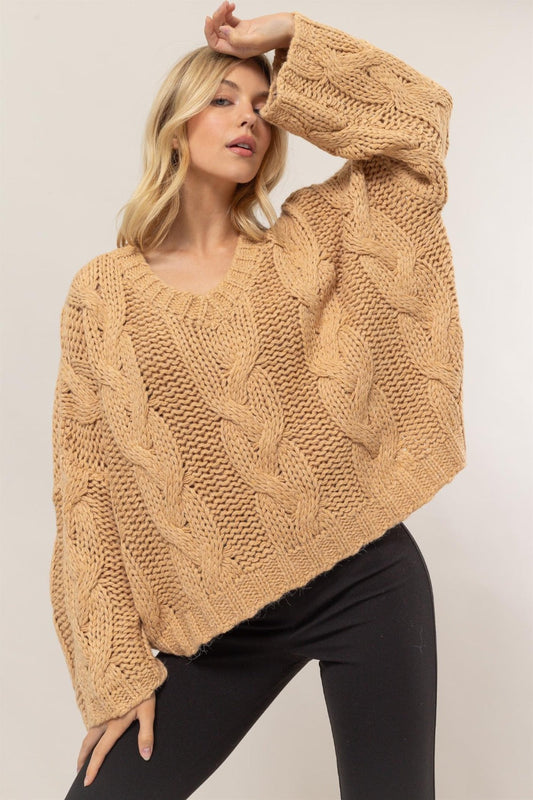 Merced | Cable knit V-neck sweater
