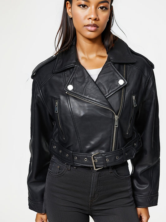 Catalina | Leather jacket with adjustable belt