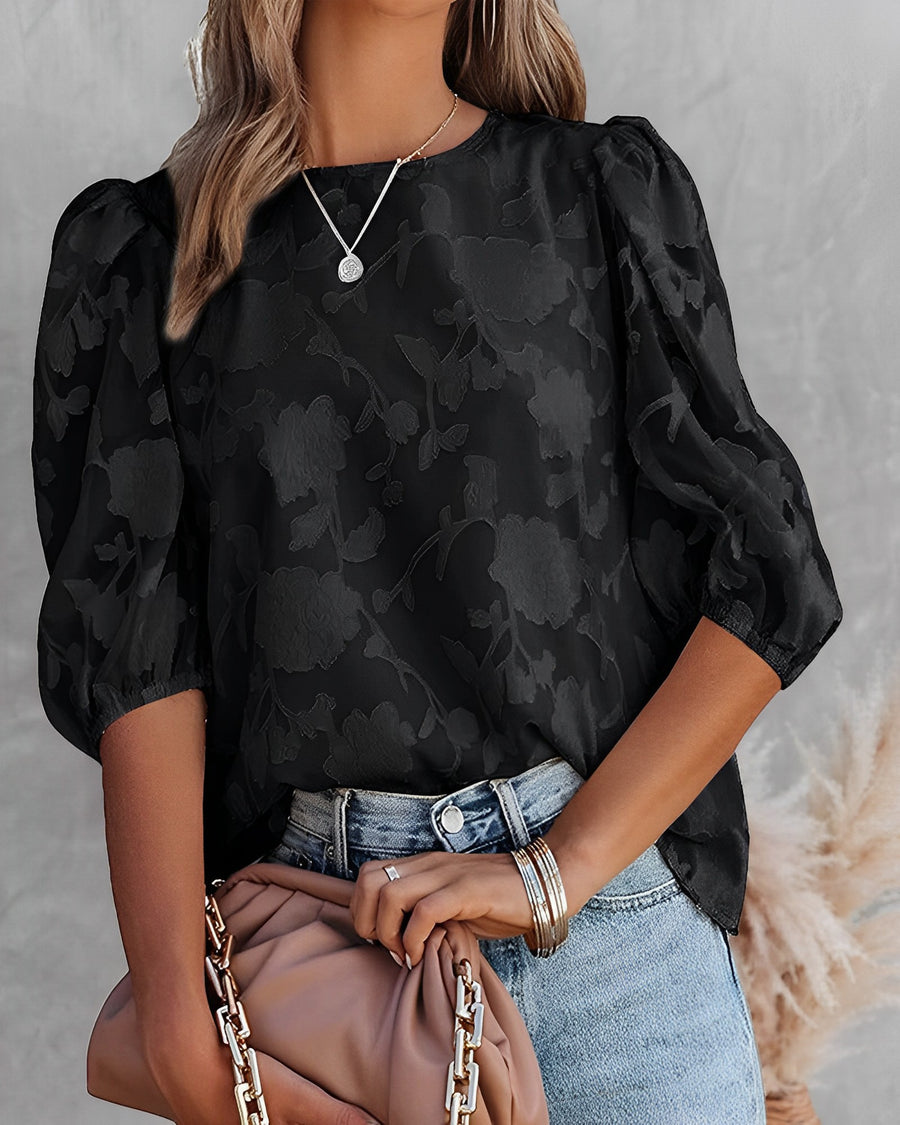 Maya® | Elegant Floral Blouse With Puff Sleeves