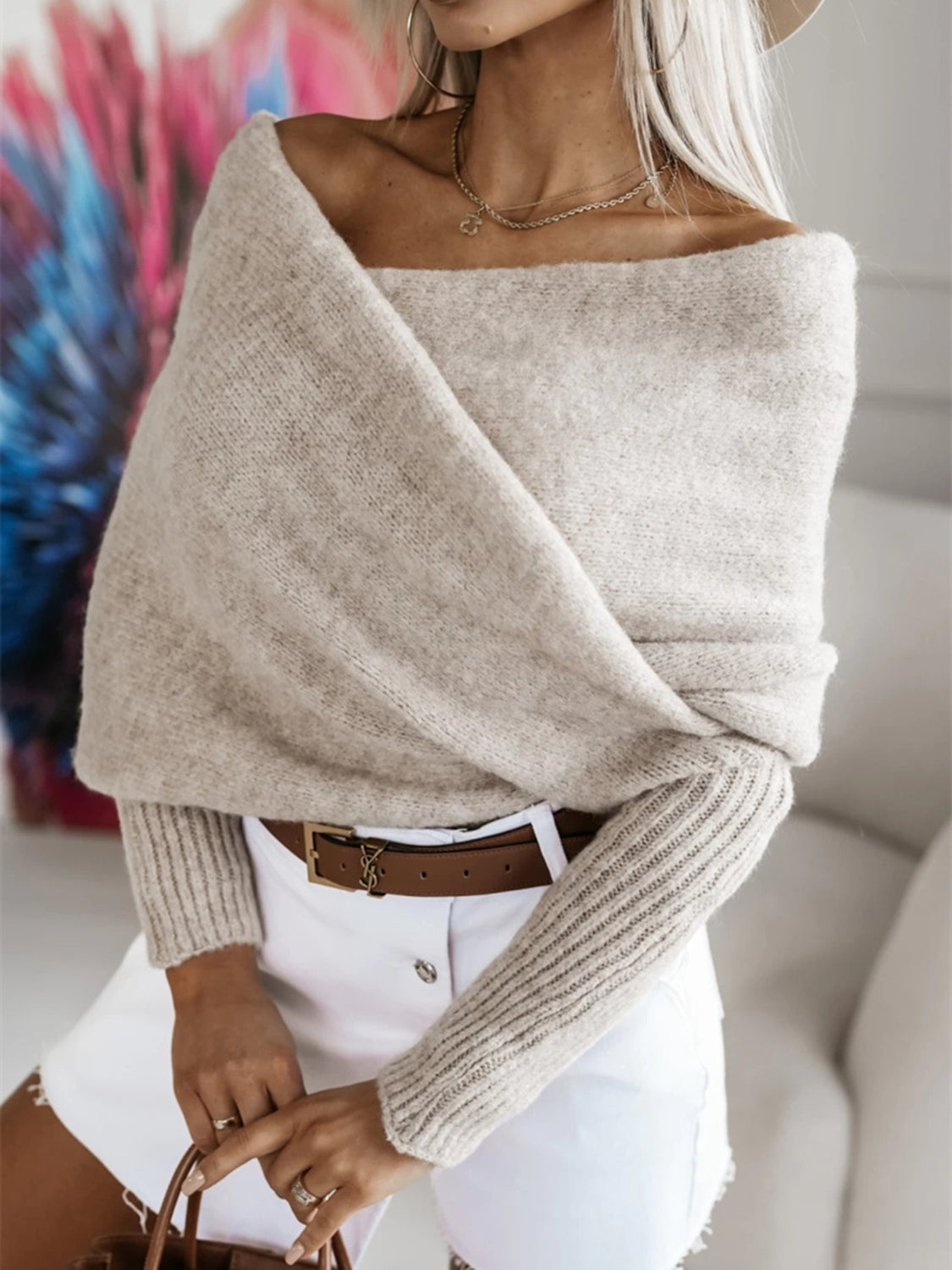 Andrea | Long sleeve cropped knit top