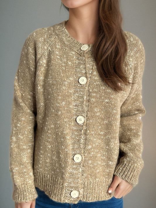 Irina | Mottled long-sleeved cardigan with button placket