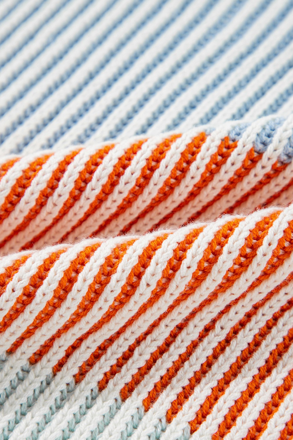 Anke | Striped long sleeve crew neck sweater with color block design