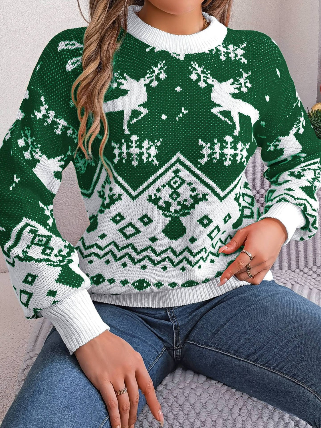 Dalia | Christmas Element crew neck long sleeve sweater