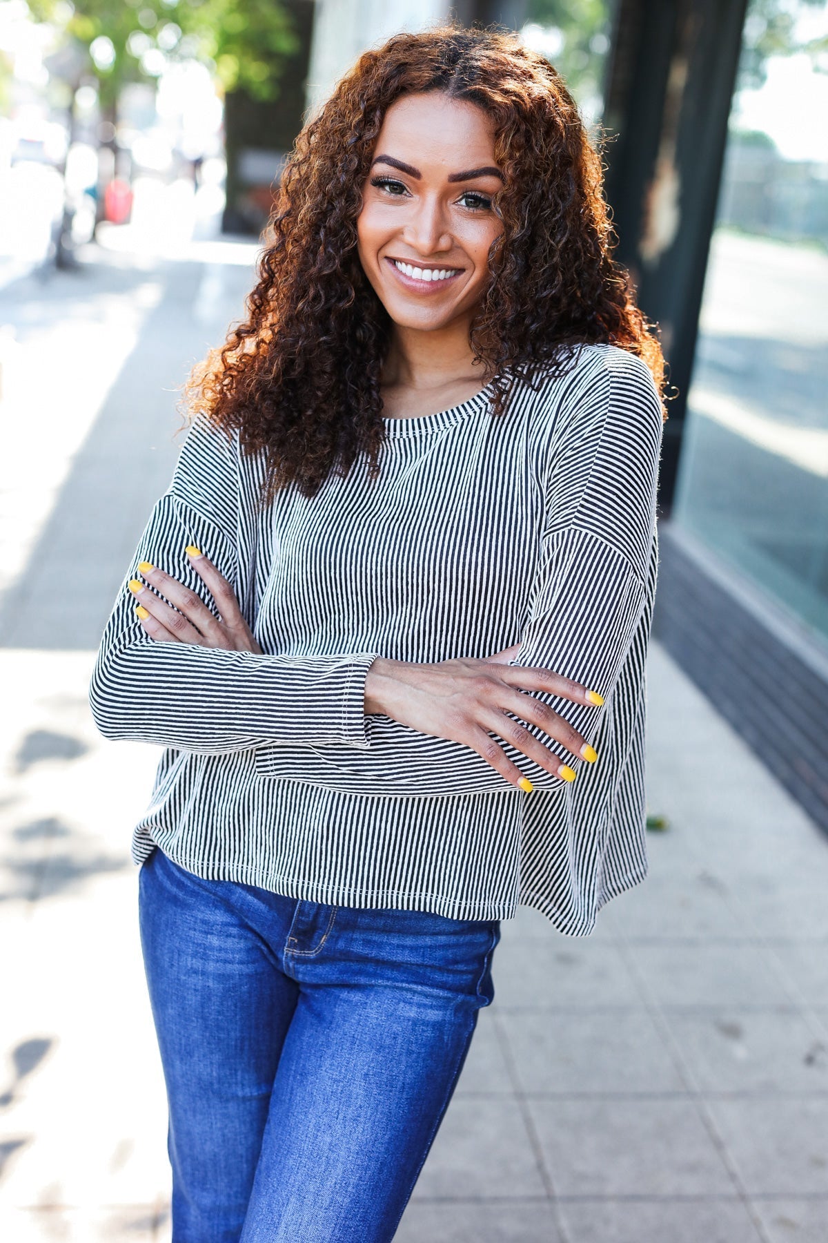 Hedwig | Hello beautiful black ribbed dolman sweater top