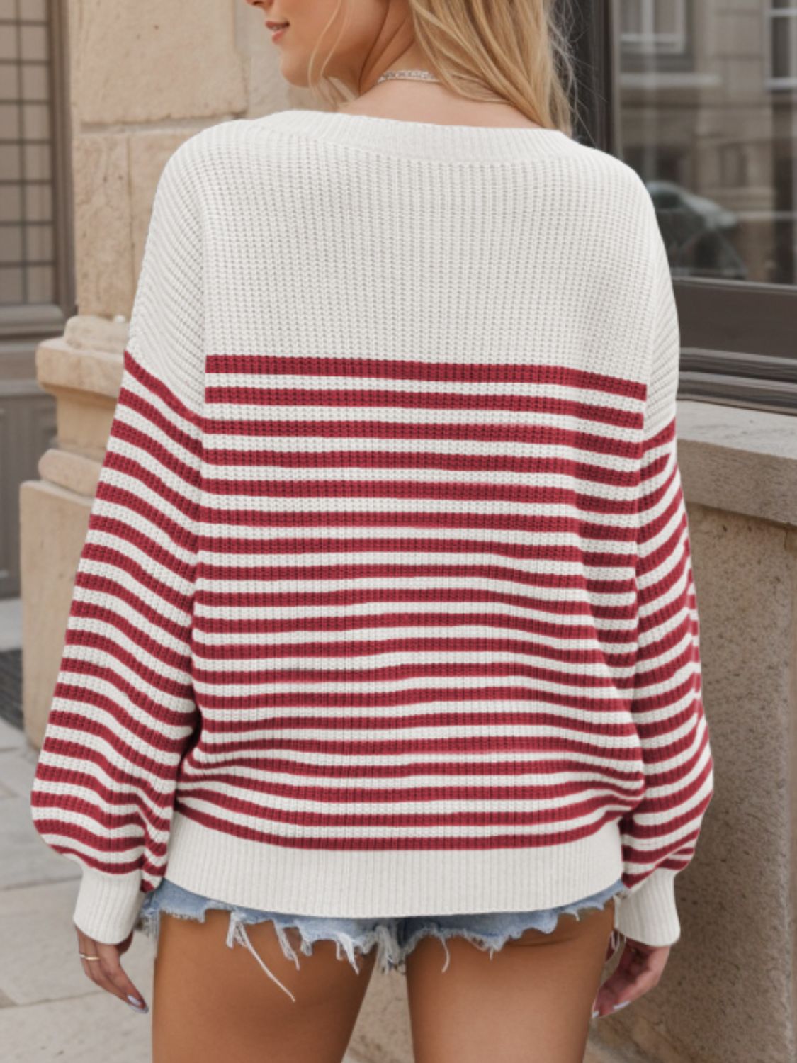Anita | Striped long-sleeved sweater with a crew neck