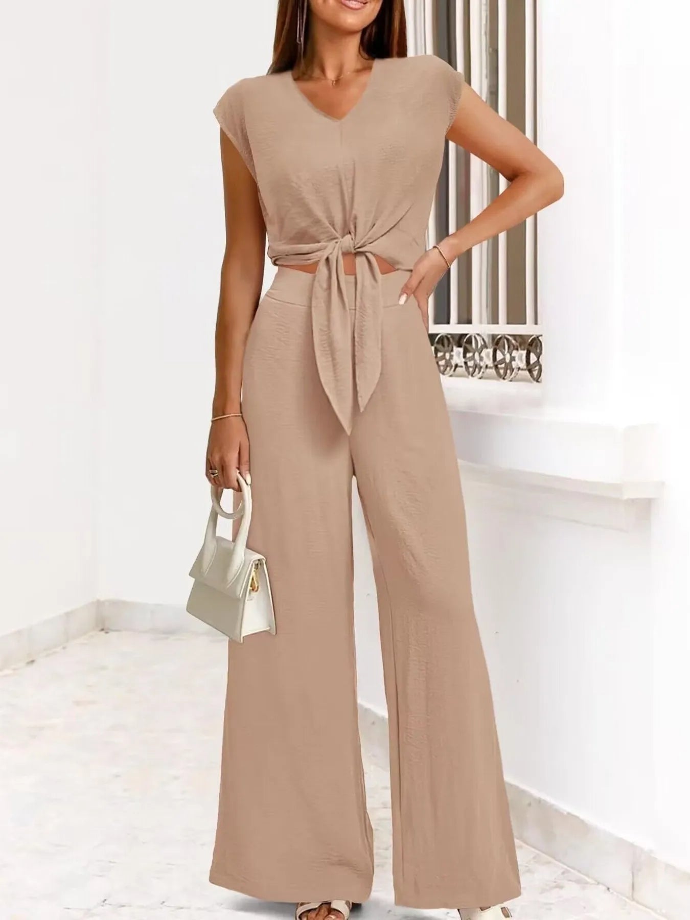 Sofia® | Elegant Top And Wide-Legged Pants Set