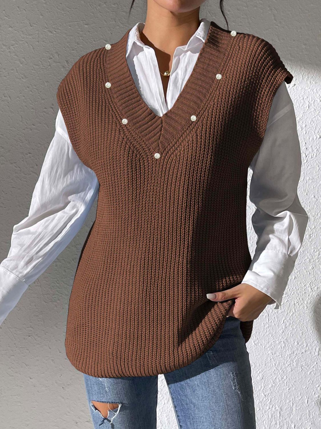 Beatriz | Beaded V-neck sweater vest
