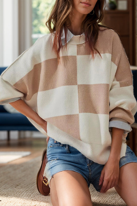 Bruna | Color block sweater with a crew neck and long sleeves
