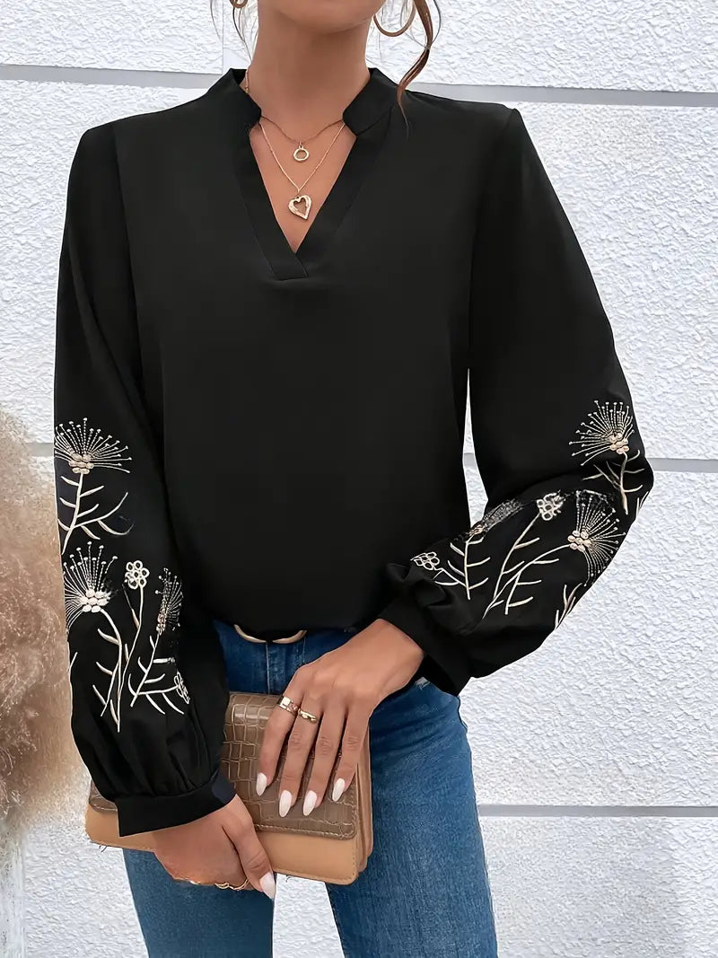 María José® | Blouse With Floral Embroidery And Lantern Sleeves For An Elegant Style