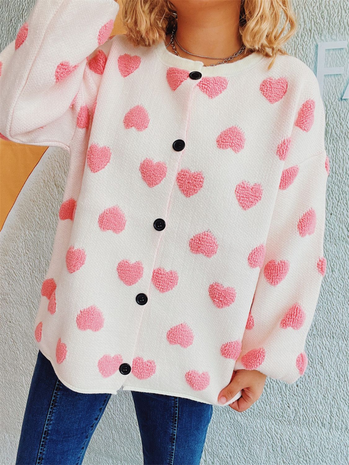 Melanie | Long-sleeved cardigan with heart buttons