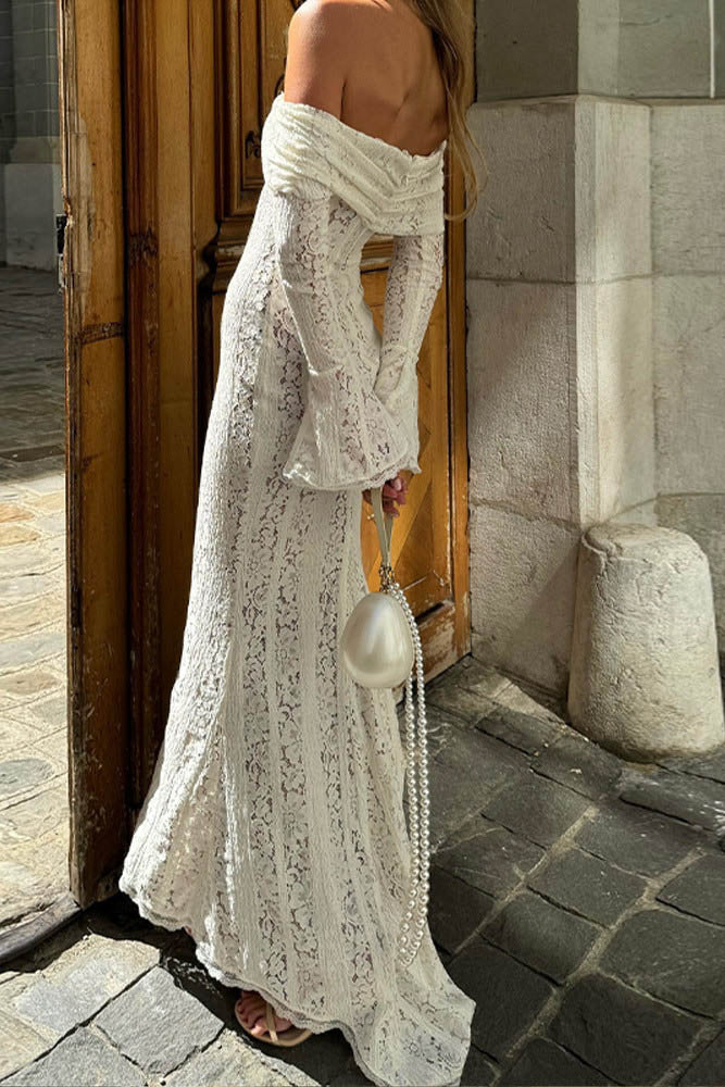 Matilde® | Lace Wide Flared Sleeve Off-Shoulder Dress