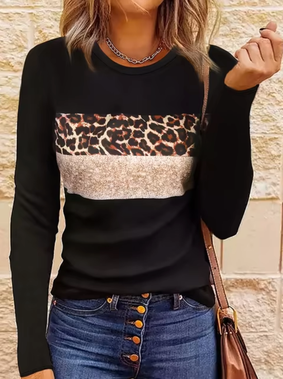 Rosario | Long sleeve leopard print t-shirt
