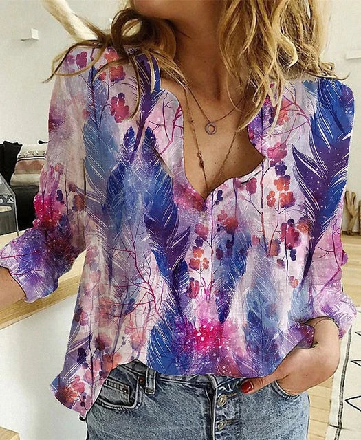 Melanie® | Printed Casual Loose Long Sleeve Blouse