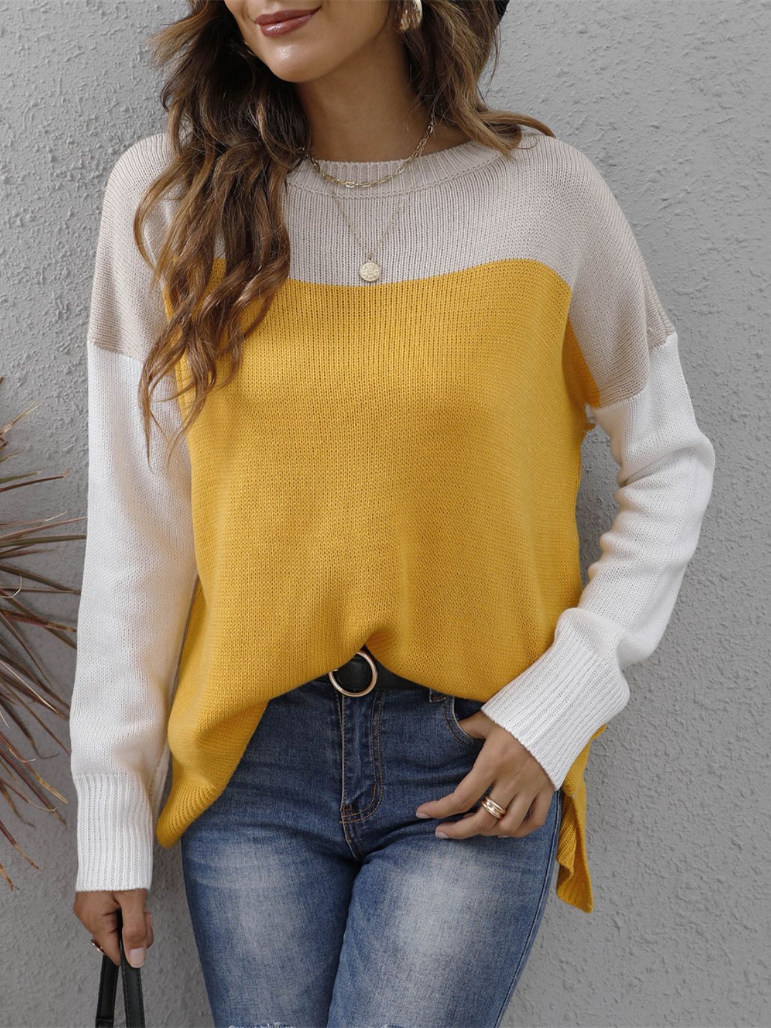 Luna | Color block crew neck sweater