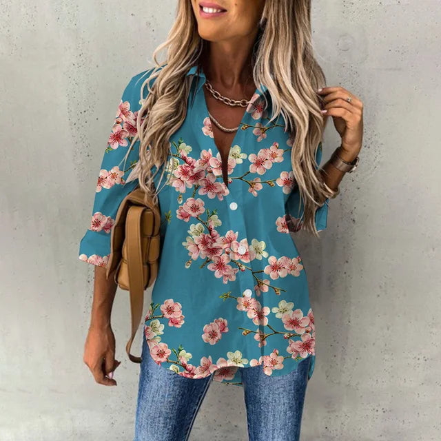 Melina® | Casual, Loose Long-Sleeved Blouse With A Floral Pattern