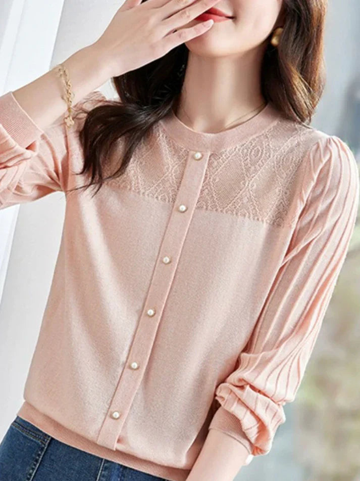Bryiah® | Long Sleeve Round Neck Blouse