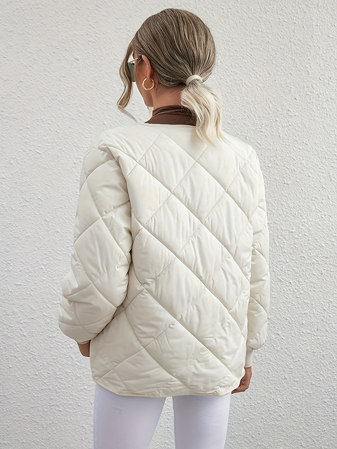 Antonella | Long sleeve winter coat with bubble structure and snap buttons