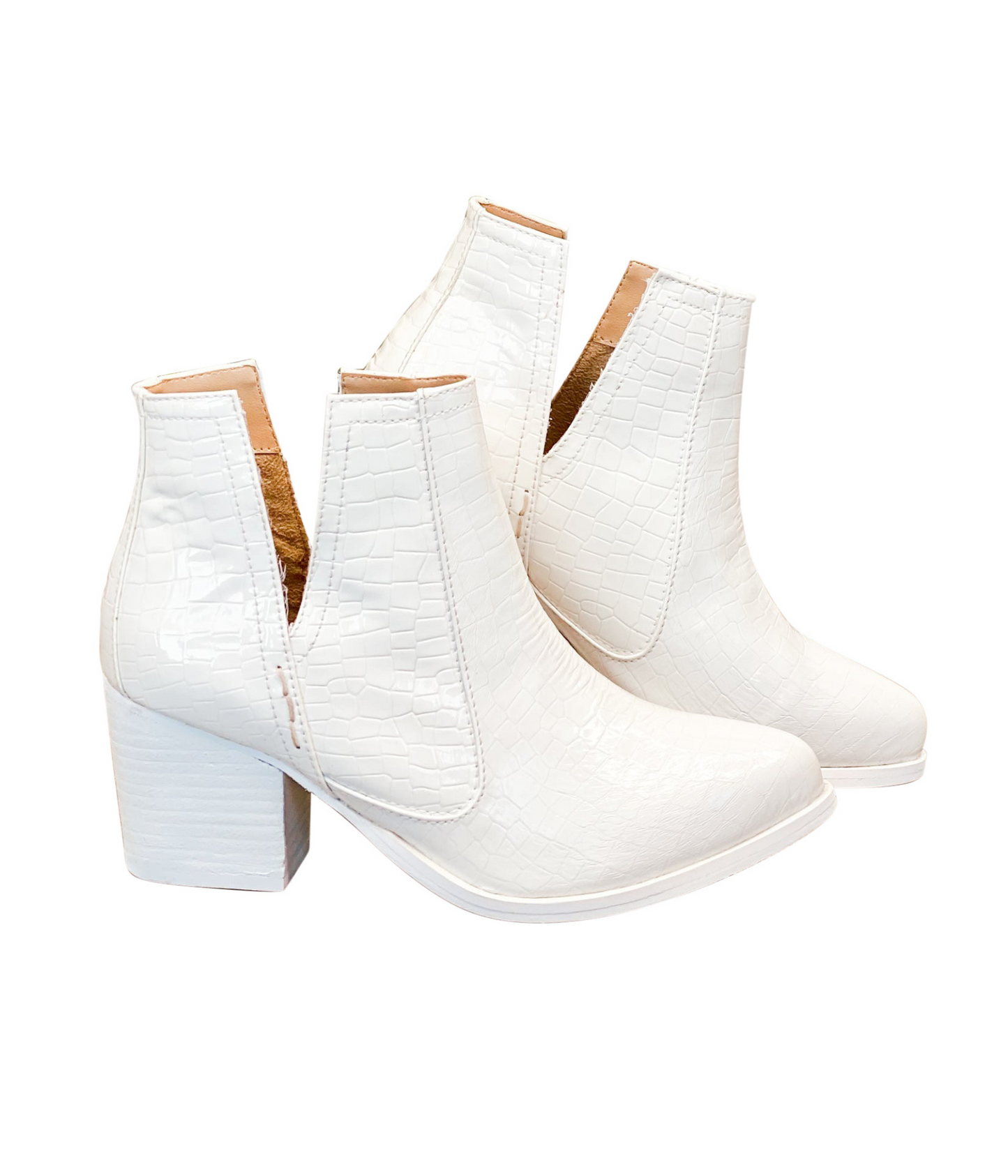 Marion | Ankle boots in white crocodile leather