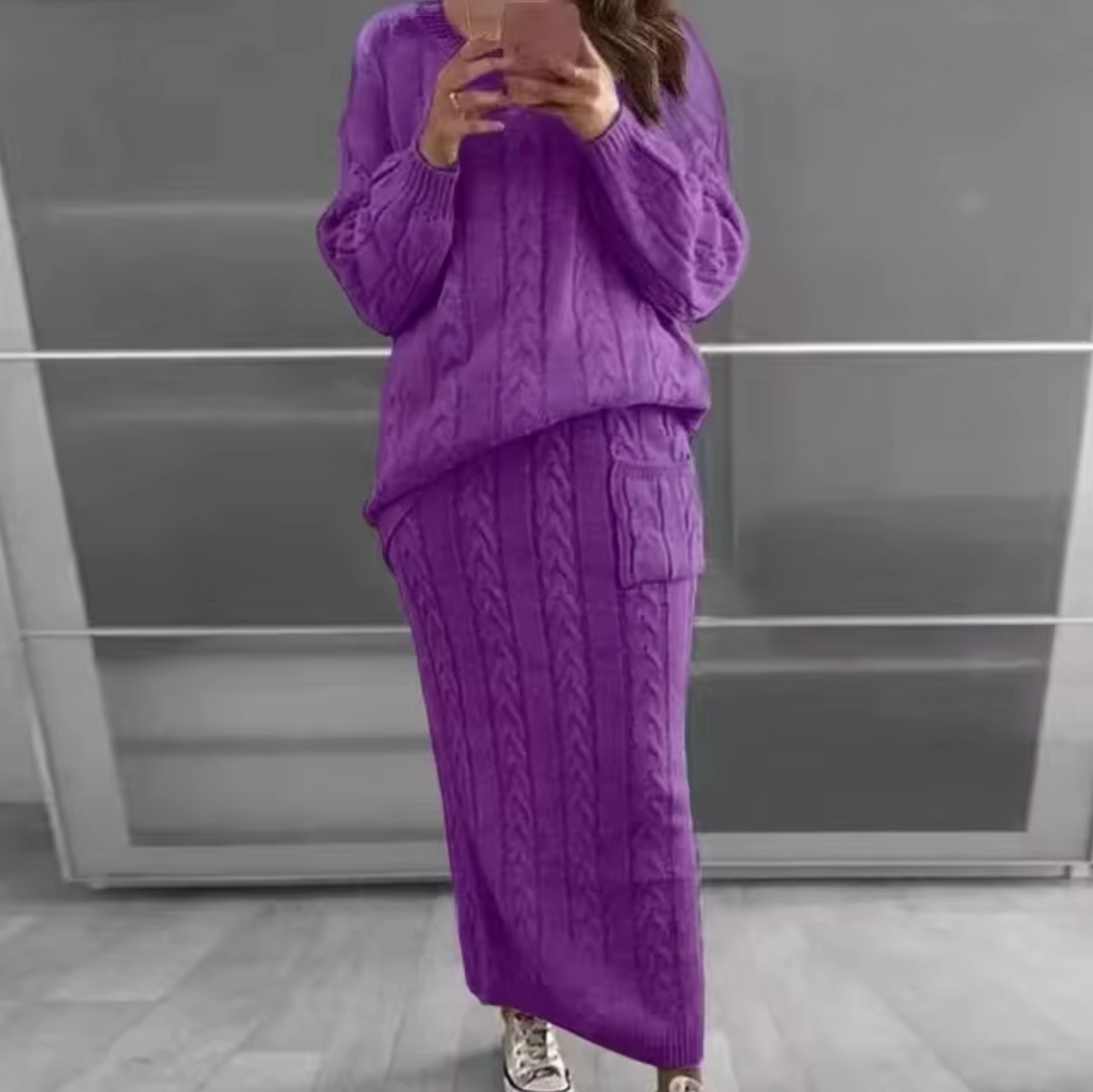 Ramona | Elegant set of knitted sweater and skirt
