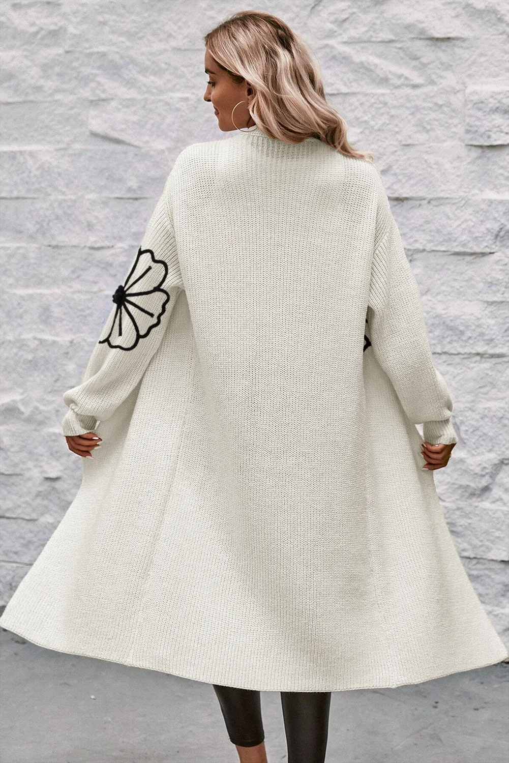 Zoe | Full size floral long sleeve open front cardigan