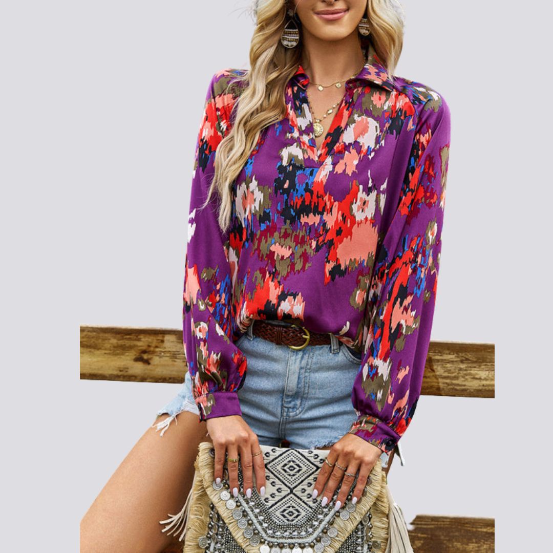 Lesley® | Blouse With V-Neck And Abstract Print