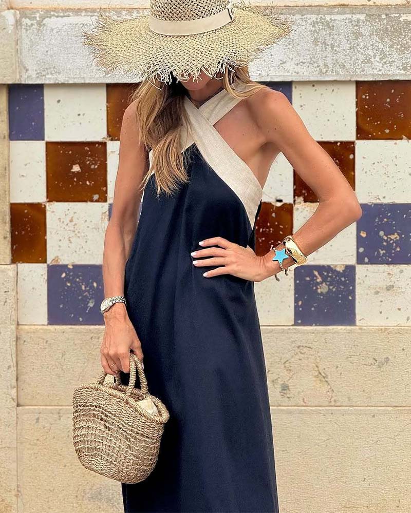 Camille | Elegant Maxi Cross Neck Dress for Special Occasions