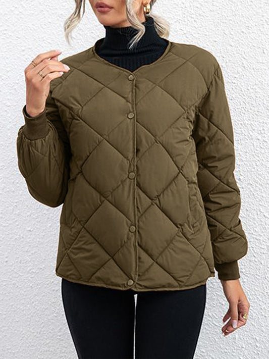 Antonella | Long sleeve winter coat with bubble structure and snap buttons