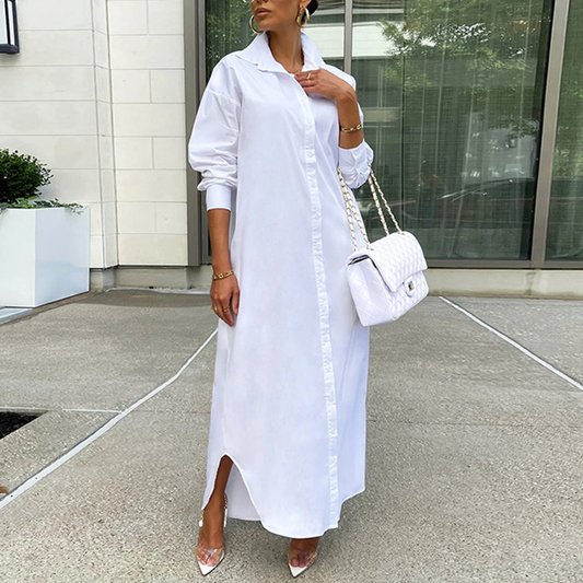 Eleanor® | Elegant And Versatile Long-Sleeved Button-Down Maxi Dress