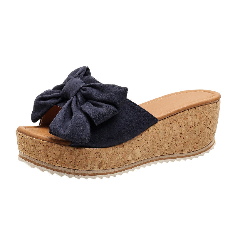 Rhiannon® | Fashion Bow Leopard Print Wedge Slippers