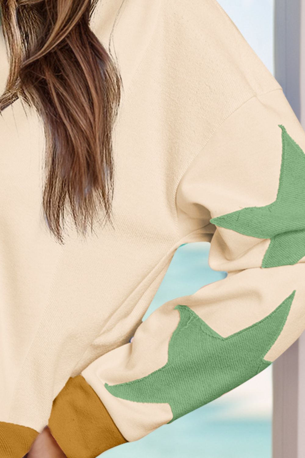Annelies | Long sleeve sweatshirt with star contrast crew neck