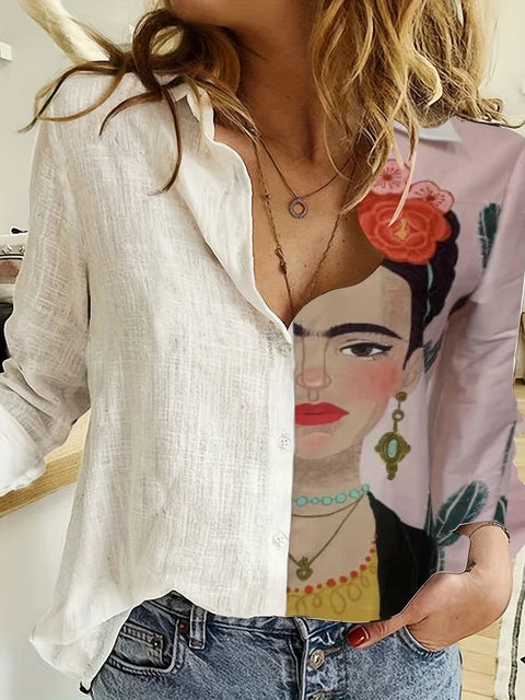 Meghan® | Blouse With Abstract Face Print