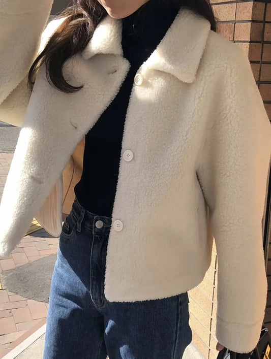 Magaly® | Long sleeve fashionable white winter coat for women