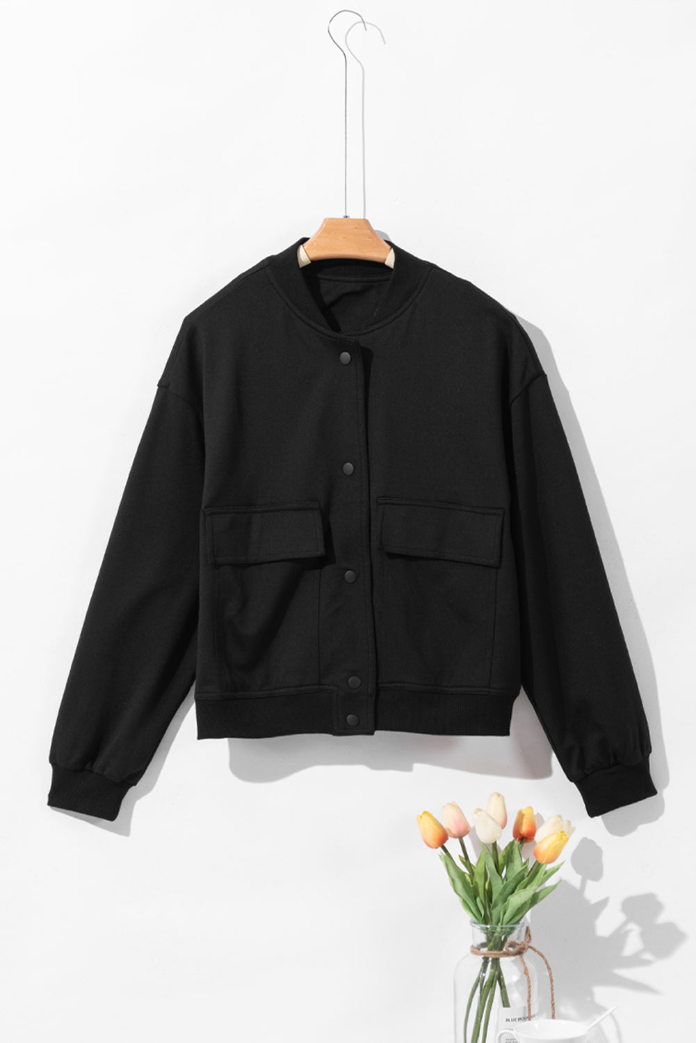 Adela | Long sleeve jacket with pockets and snap buttons