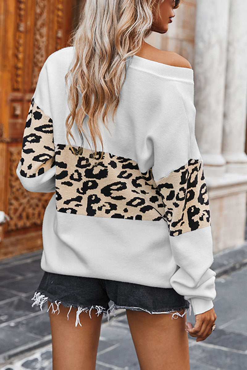 Angeline's | Fashion street leopard patchwork V-neck tops