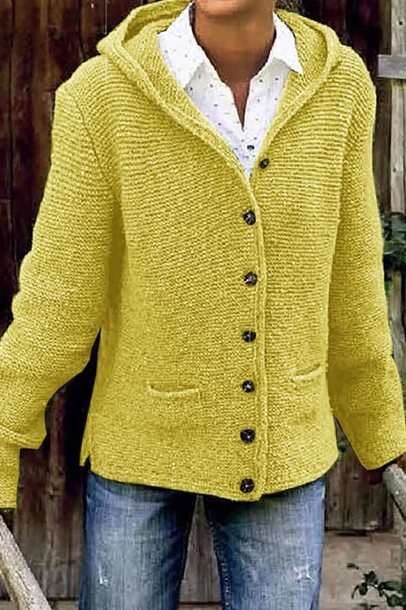 Brigitte | Fashion street solid hooded collar sweater