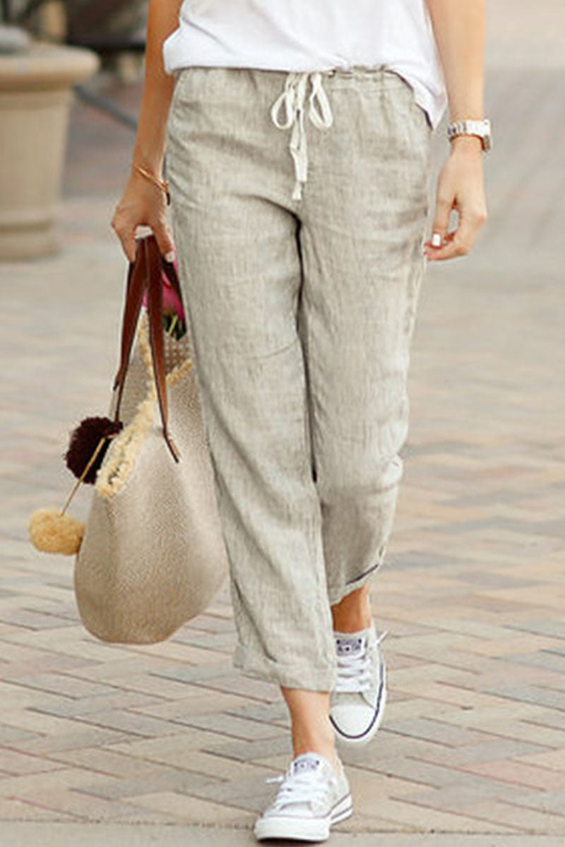 Romina | Fashionable casual solid loose mid waist straight pants