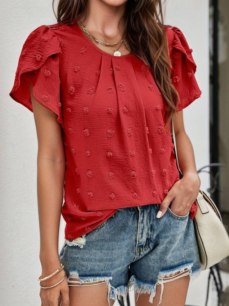 Mónica® | Swiss Dot Blouse With Petal Sleeves