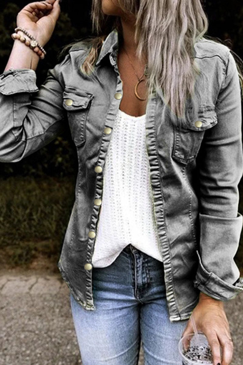 Eulalia | Fashion sexy solid cardigan for adults, turn-down collar, long sleeves, regular jeans