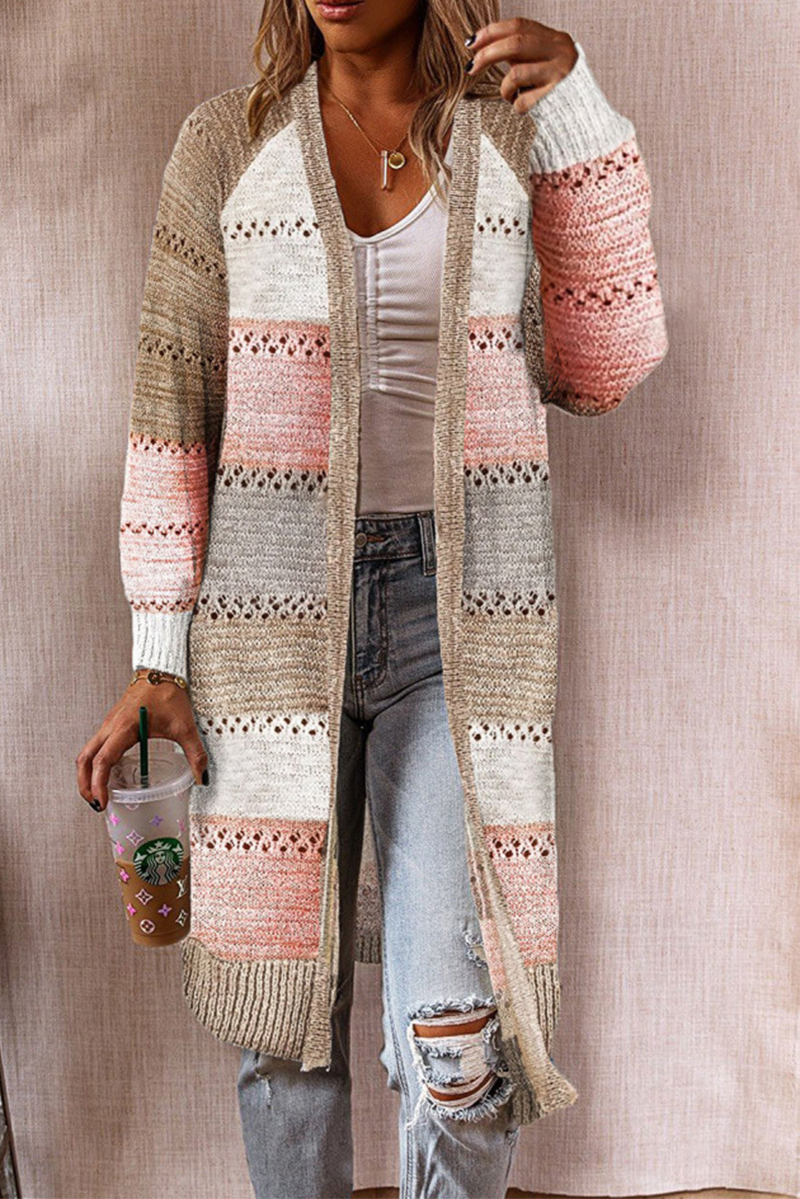 Teresa | Casual patchwork outerwear with hollow out cardigan collar