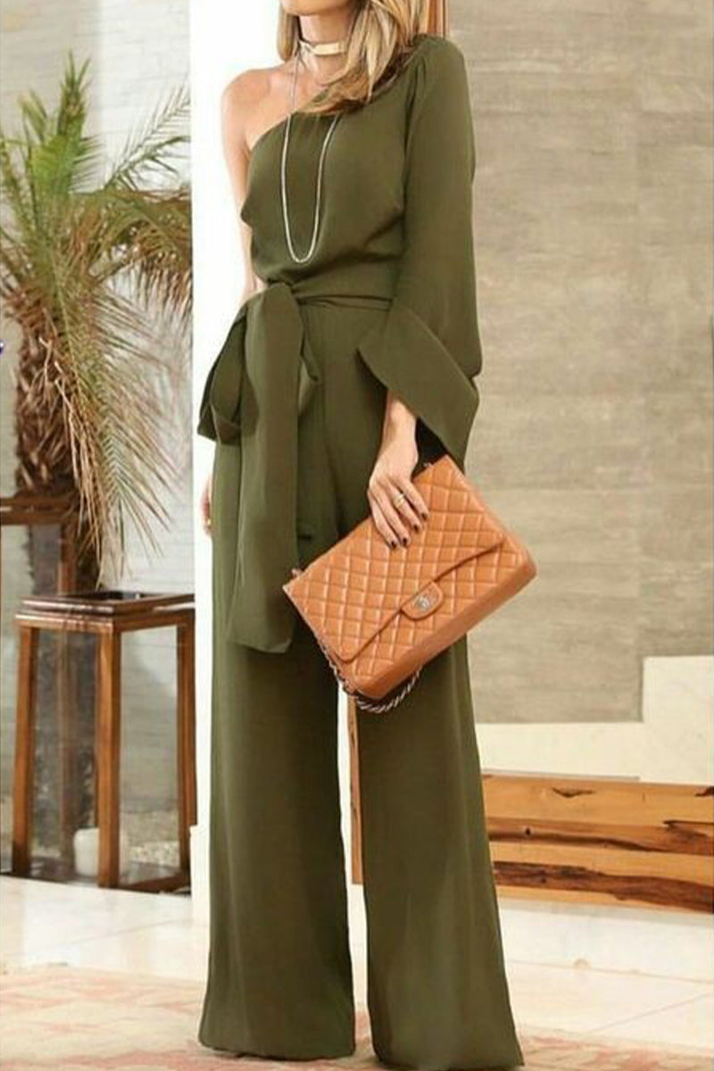 Irina | Fashion solid color off shoulder straight jumpsuit with zipper