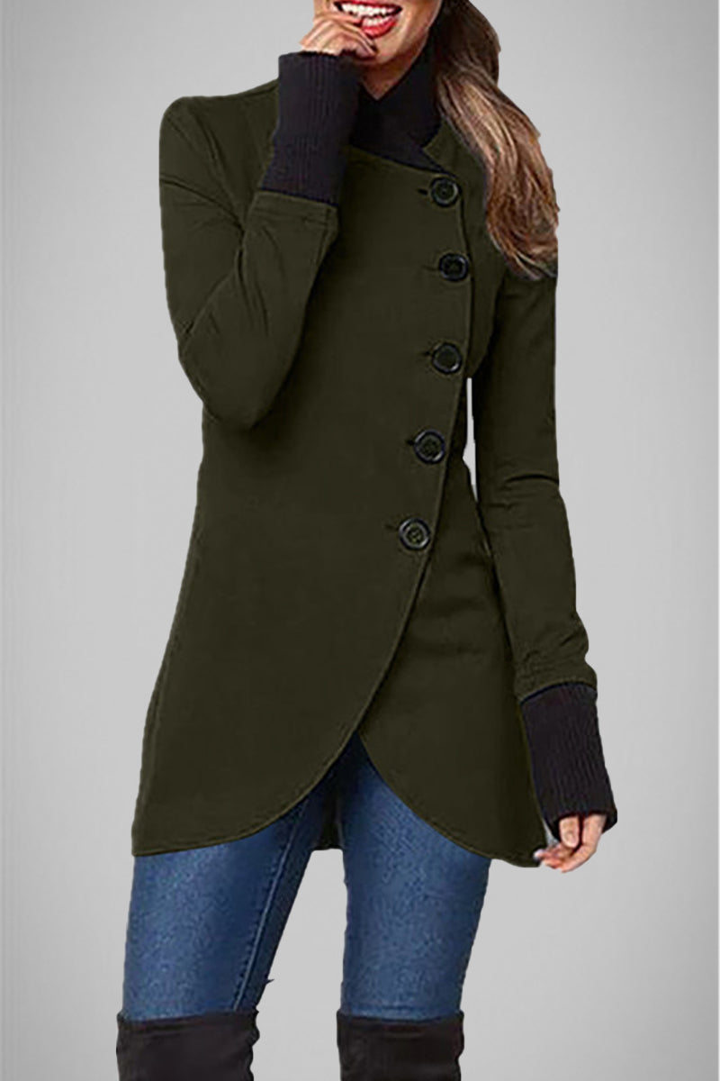 Barbara | Elegant college outerwear with solid color buttons and POLO collar